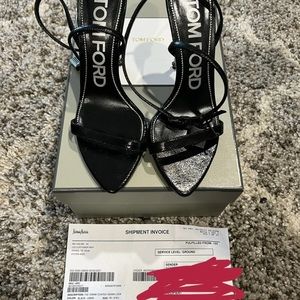 Tom ford 105mm Lock Coated Denim Stiletto Sandals Heels Sz 37